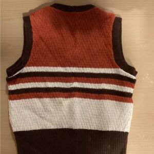 Kids Brown and Orange Striped Sweater Vest